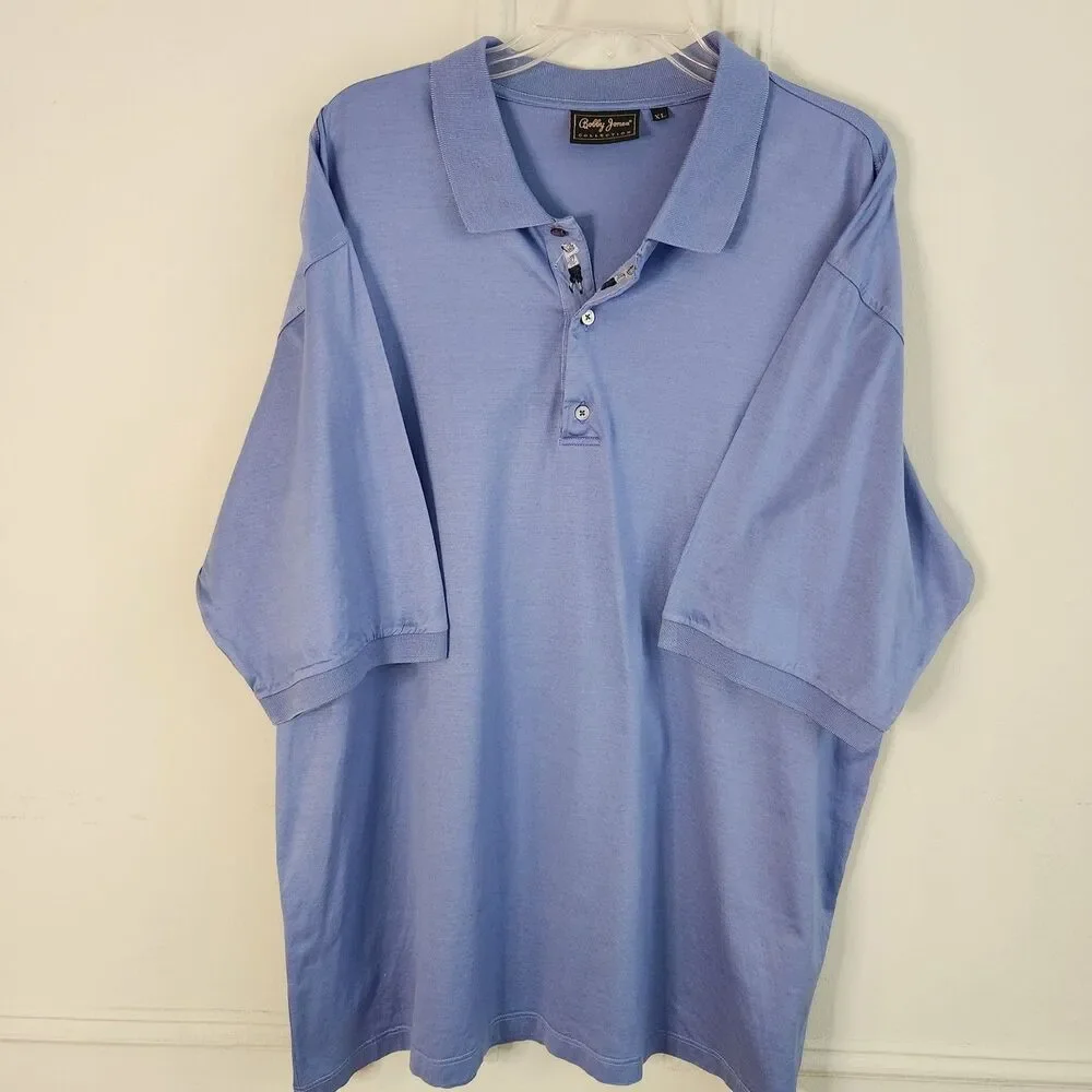 Bobby Jones Collection Polo Golf Shirt Mens XL Made in Italy Golfer Placket Blue - Picture 5 of 6